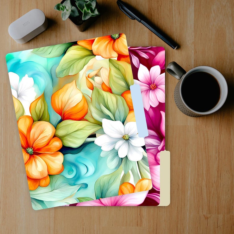 PARTH IMPEX 12 Pack Decorative Floral File Folders, 1/3 Cut Tab with Assorted Positions, Letter Size Paper Holders (9.75” x 11.75”) Matte Finish Laminated, Cute Fancy Folder for Office School Work - Image 3